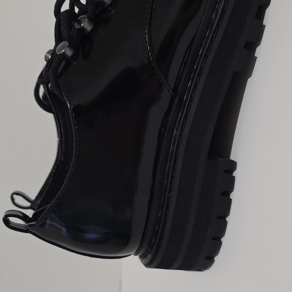 D'Amelio Women's Chunky Lace Up Oxford Shoes Black Glossy Size 8 - Picture 5 of 5